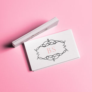 Carte De Visite Monogramme moderne élégant Boho Black Frame