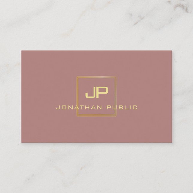 Carte De Visite Monogramme moderne Elégant Gold Look Professionnel (Devant)