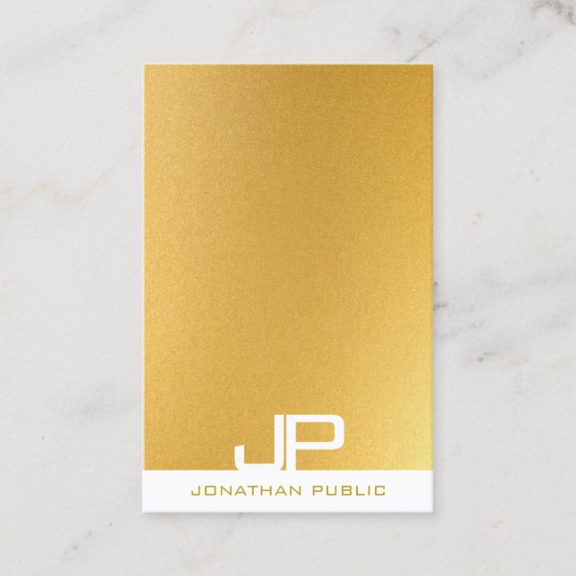 Carte De Visite Monogramme moderne Elegant Gold Modèle professionn (Devant)