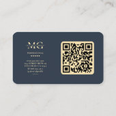 Carte De Visite Monogramme moderne élégant professionnel bleu fonc (Dos)