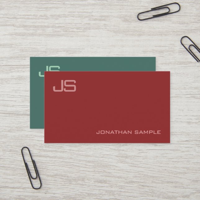 Carte De Visite Monogramme moderne élégant professionnel tendance (Devant/Arrière en situation)
