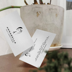 Carte De Visite Monogramme moderne Femme Face Line Art