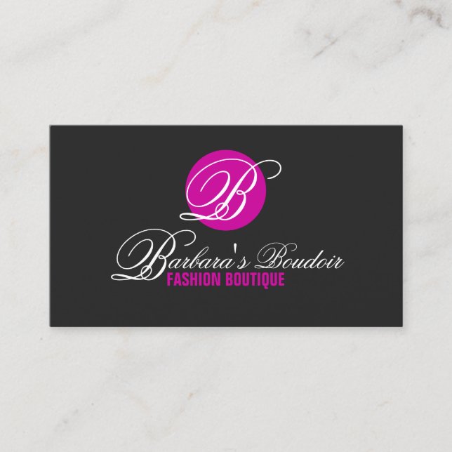 Carte De Visite Monogramme moderne Fuchsia (Devant)