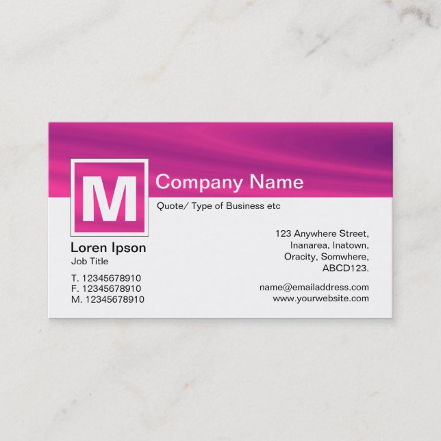 Carte De Visite Monogramme moderne - Galaxie rose (Devant)