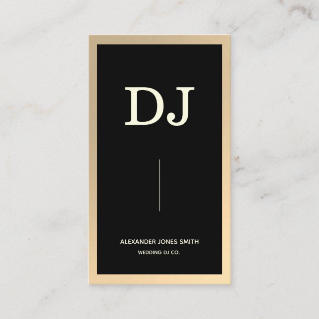Carte De Visite Monogramme moderne Gold Faux 2019| DJ Mariage 2020 (Devant)