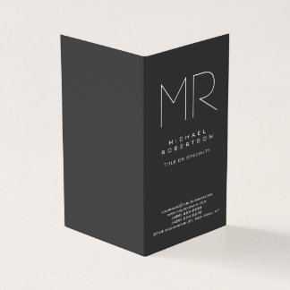 Carte De Visite Monogramme moderne gris blanc minimaliste