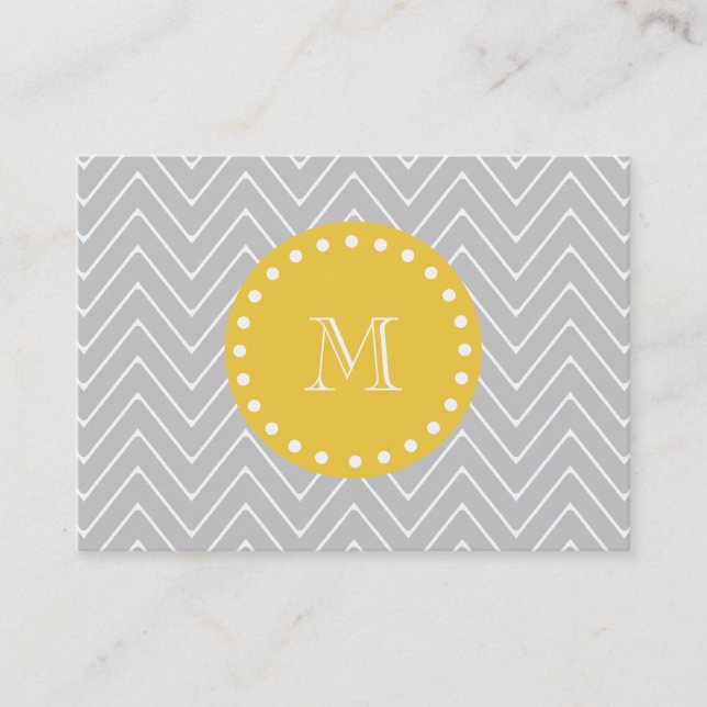 Carte De Visite Monogramme moderne gris et jaune de coutume de (Devant)
