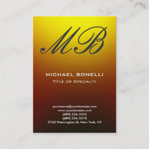 Carte de visite monogramme moderne gris-jaune