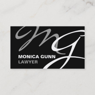 Carte De Visite Monogramme moderne gris noir