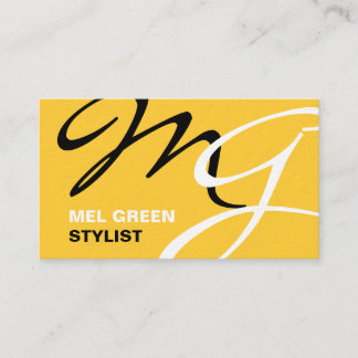 Carte De Visite Monogramme moderne jaune noir