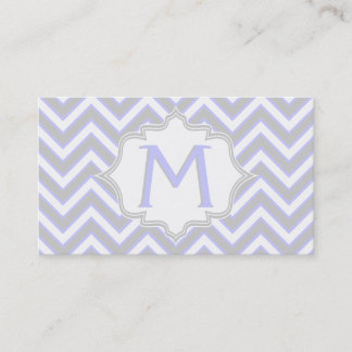 Carte De Visite monogramme moderne lavande violet, chevron gris