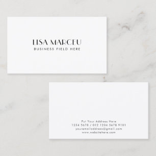 Carte De Visite Monogramme moderne minimaliste BLANCHE