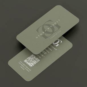 Carte De Visite Monogramme moderne minimaliste Logo G Sage Vert
