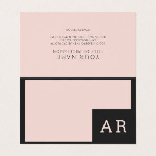 Carte De Visite Monogramme moderne minimaliste Pastel rose et noir
