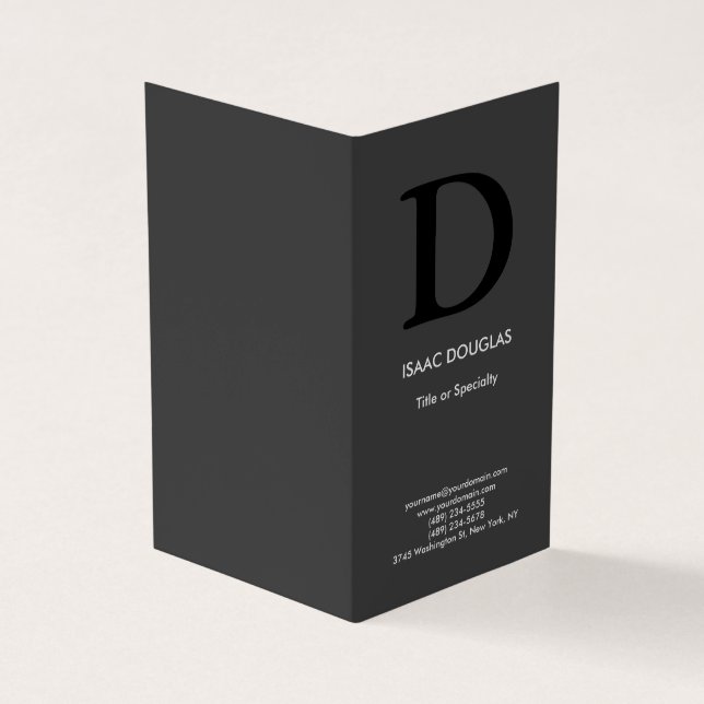 Carte De Visite monogramme moderne moderne gris gris noir gras (Extérieur)