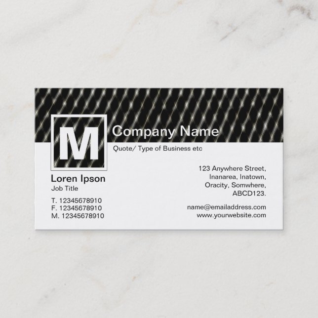 Carte De Visite Monogramme moderne - Net foncé (Devant)