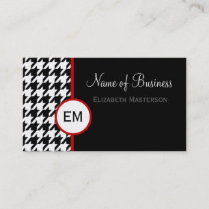 Carte De Visite Monogramme moderne noir et blanc de cheminée