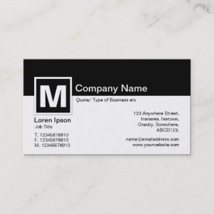 Carte De Visite Monogramme moderne - Noir et Blanc (Or)