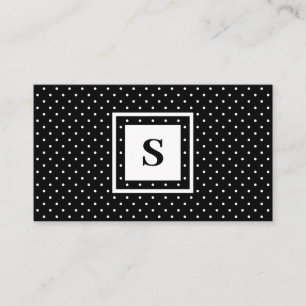 Carte De Visite Monogramme moderne noir et blanc Polka Motif
