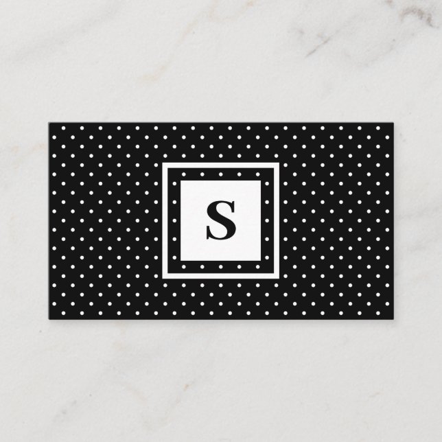 Carte De Visite Monogramme moderne noir et blanc Polka Motif (Devant)