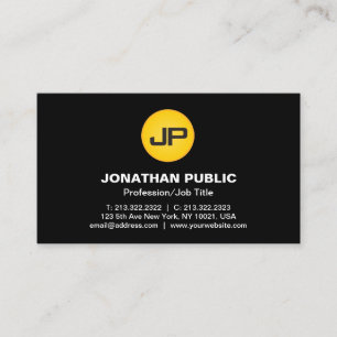 Carte De Visite Monogramme moderne professionnel Design noir éléga