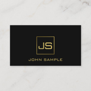 Carte De Visite Monogramme moderne professionnel Élégant Black Gol