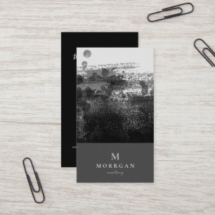 Carte De Visite Monogramme moderne professionnel noir gris