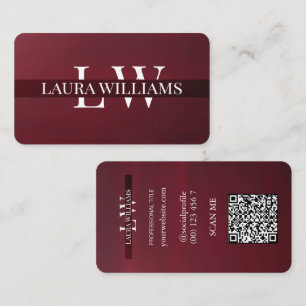 Carte De Visite Monogramme Moderne Professionnel Rouge Marron 