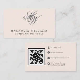 Carte De Visite Monogramme moderne QR Code minimaliste affaires