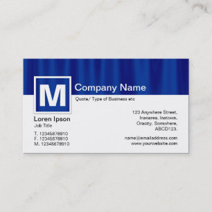 Carte De Visite Monogramme moderne - Rideau bleu