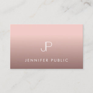 Carte De Visite Monogramme moderne Rose Gold Professional Élégan