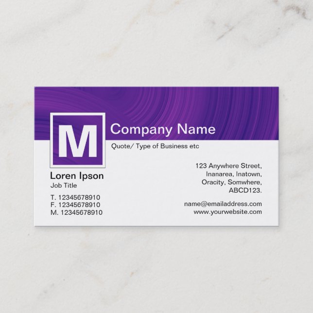 Carte De Visite Monogramme moderne - Roues Abstraites - Violet (Devant)