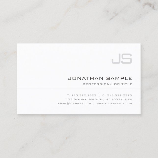 Carte De Visite Monogramme moderne Simple Professional Chic Plain (Devant)
