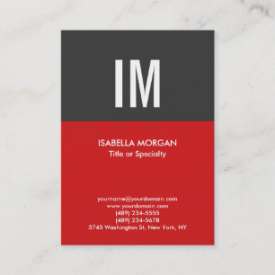 Carte De Visite Monogramme Moderne Tendance Gris Rouge