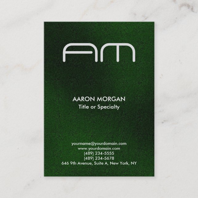 Carte De Visite Monogramme moderne tendance Vertical Vert (Devant)