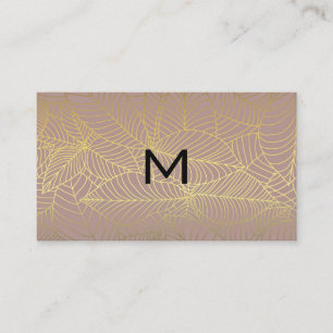 Carte De Visite Monogramme   Motif Feuille Gold Lines