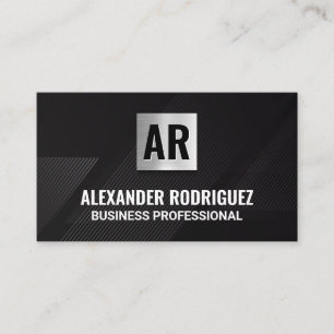 Carte De Visite Monogramme Motif lignes Black