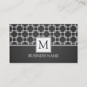 Carte De Visite Monogramme Motif simple Trellis noir