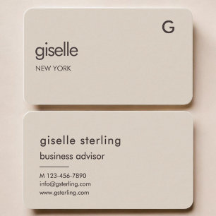 Carte De Visite Monogramme Neutre Beige