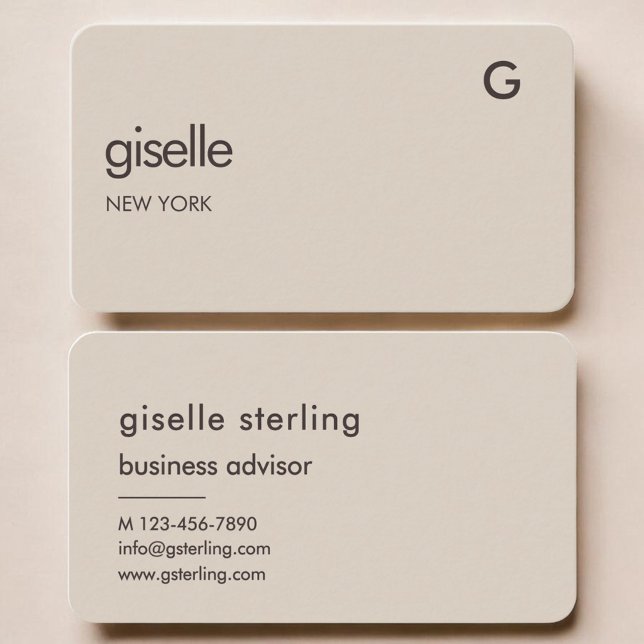 Carte De Visite Monogramme Neutre Beige  (Créateur téléchargé)