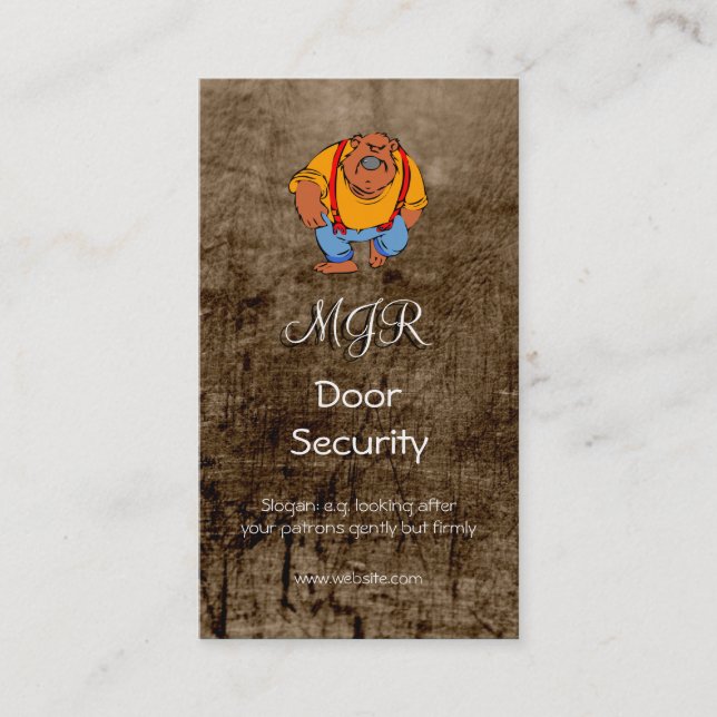 Carte De Visite Monogramme, Nightclub Door Security, effet cuir (Devant)