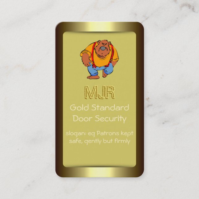 Carte De Visite Monogramme, Nightclub Door Security, effet or (Devant)