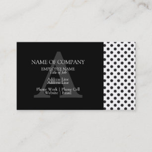 Carte De Visite Monogramme noir blanc À petits pois gris concepte