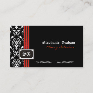 Carte de visite monogramme noir blanc élégant dama
