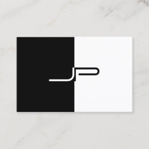 Carte De Visite Monogramme noir blanc initial élégant moderne tend