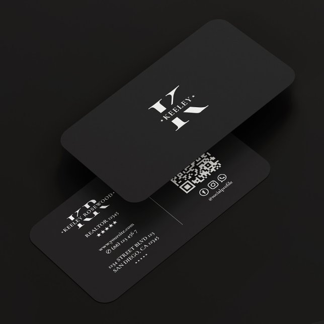 Carte De Visite Monogramme noir blanc moderne simple (Monogram Black White Modern Simple Business Card
)