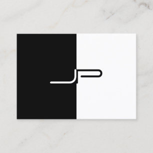 Carte De Visite Monogramme noir blanc personnalisé Élégant initial