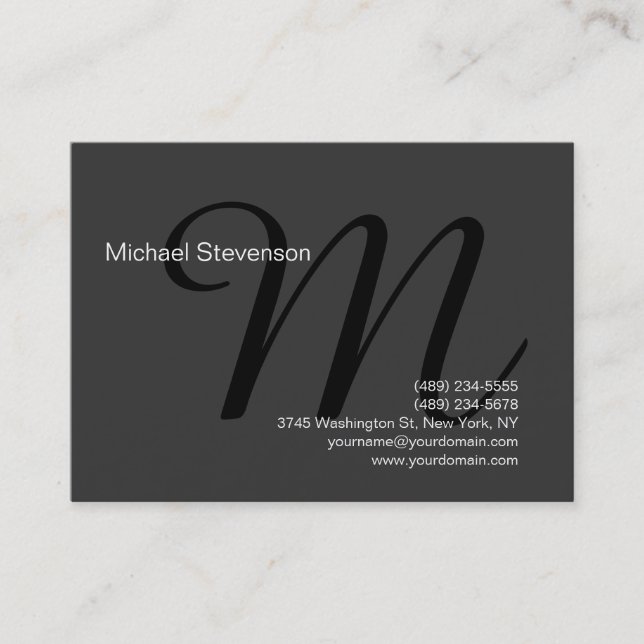 Carte de visite Monogramme noir clair chic (Devant)