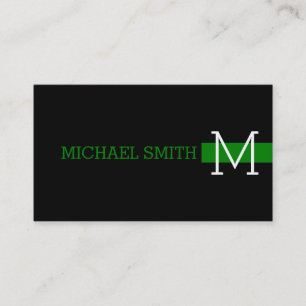 Carte De Visite Monogramme noir clair vert moderne
