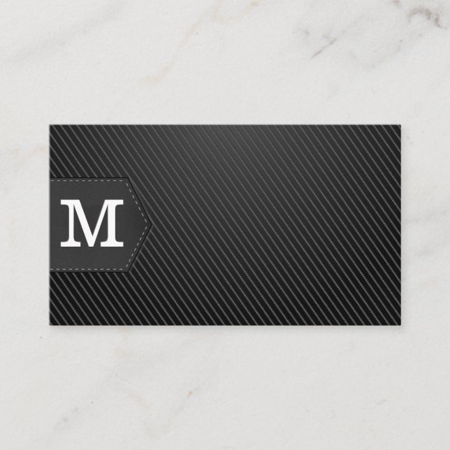 Carte De Visite Monogramme | Noir de fibre de carbone (Devant)